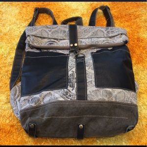 Myra Bag Up-Cycled Fold over Backpack.